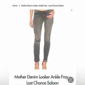 MOTHER The Looker Ankle Fray  women jeans, last chance saloon in grey, Revolve
